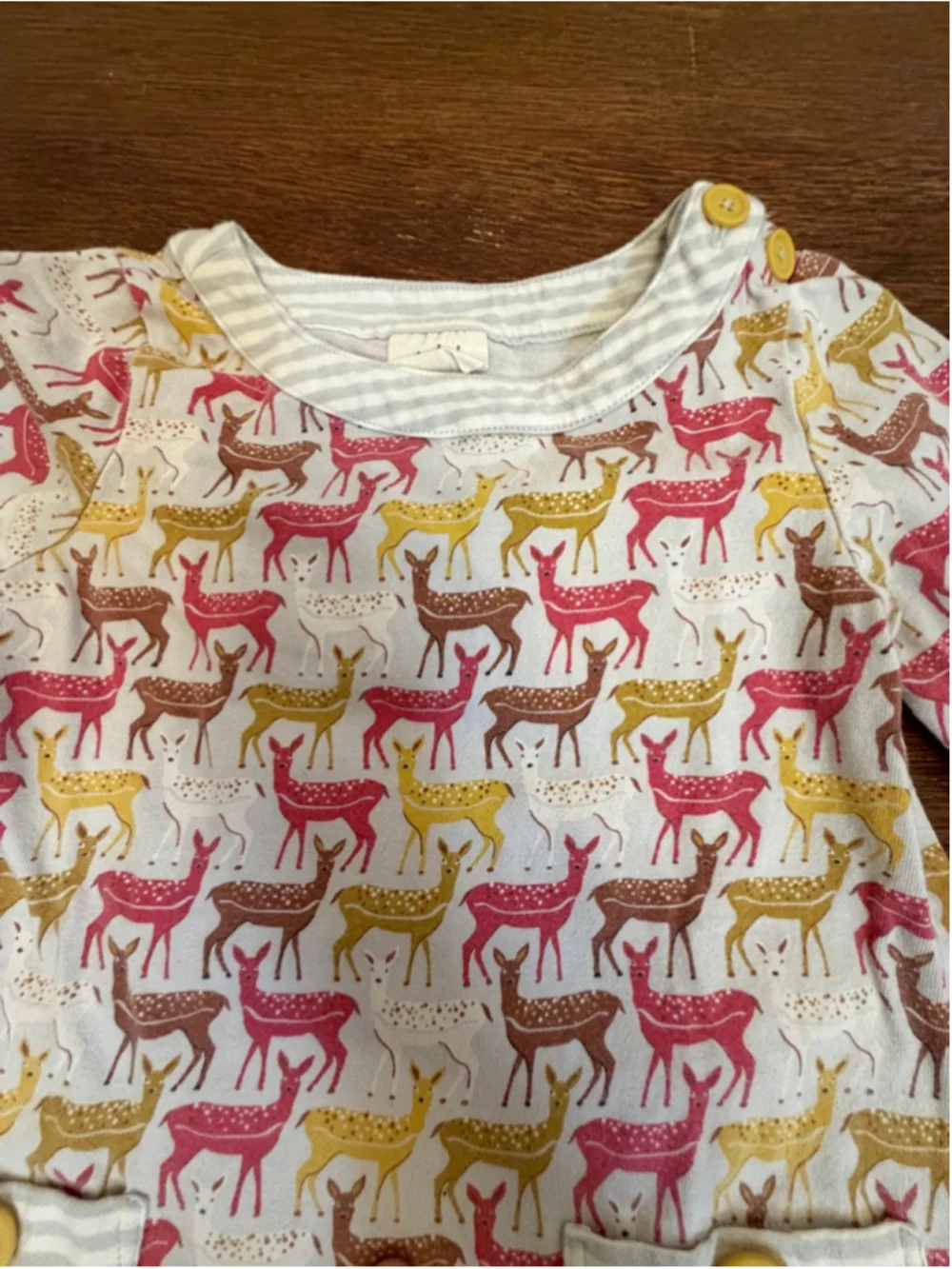 Mini Boden Deer Print Dress 4-5Y Woodland Animal Pocket Cotton Girls Long Sleeve
